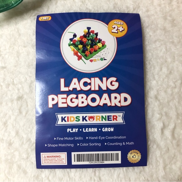 New Kids Korner Lacing & Pegboard Learning Kit With Backpack - Picture 9 of 11